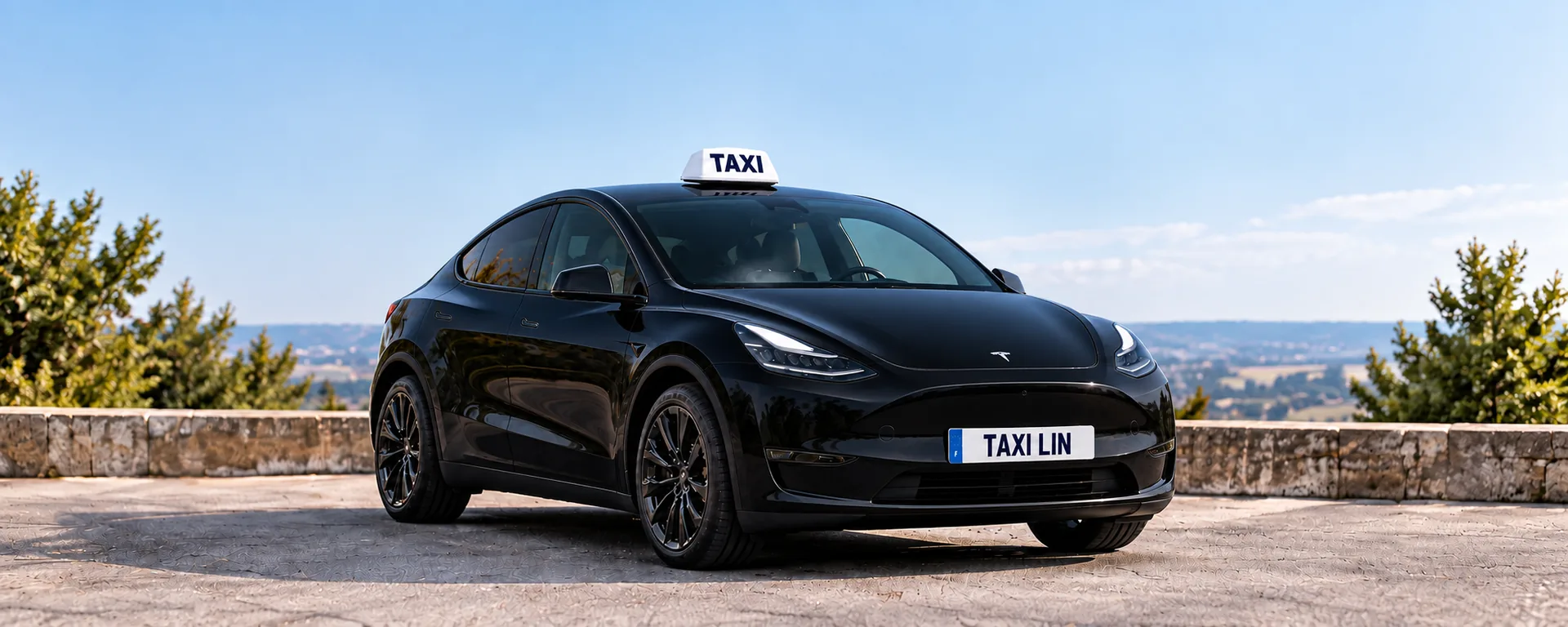 Tesla Model Y noire de Taxi LIN